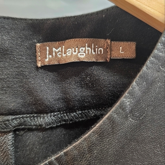J. Mclaughlin Lambskin Leather Black Farrow Top Size Large Stretch Nylon - Picture 6 of 8